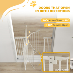PawHut Metal Pet Safety Gate Dog Gate Folding Fence, White - Aosom UK - thumbnail 5