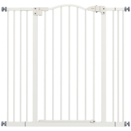 PawHut Metal Pet Safety Gate Dog Gate Folding Fence, White - Aosom UK - thumbnail 1