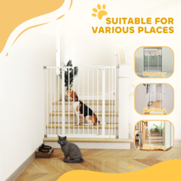PawHut Metal Pet Safety Gate Dog Gate Folding Fence, White - Aosom UK - thumbnail 8