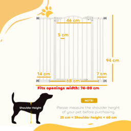 PawHut Metal Pet Safety Gate Dog Gate Folding Fence, White - Aosom UK - thumbnail 3