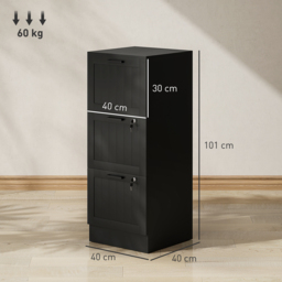 HOMCOM 3 Drawer Filing Cabinet with Lock, Office Storage Cabinet with Adjustable Hanging Bars for A4 Letter Size Files, Black - thumbnail 3