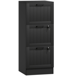 HOMCOM 3 Drawer Filing Cabinet with Lock, Office Storage Cabinet with Adjustable Hanging Bars for A4 Letter Size Files, Black - thumbnail 1
