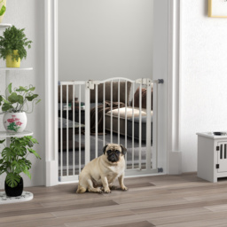 PawHut Adjustable Safety Pet Gate, Metal, Auto-Close Feature, Pressure Mount, 74-94cm, White - Aosom UK - thumbnail 2