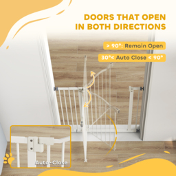 PawHut Adjustable Safety Pet Gate, Metal, Auto-Close Feature, Pressure Mount, 74-94cm, White - Aosom UK - thumbnail 5