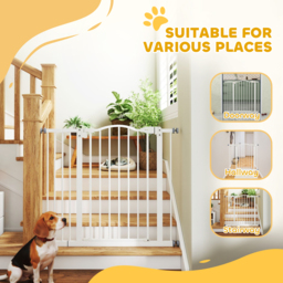 PawHut Adjustable Safety Pet Gate, Metal, Auto-Close Feature, Pressure Mount, 74-94cm, White - Aosom UK - thumbnail 8