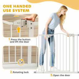 PawHut Adjustable Safety Pet Gate, Metal, Auto-Close Feature, Pressure Mount, 74-94cm, White - Aosom UK - thumbnail 6