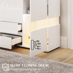 HOMCOM LED Light Sideboard - High Gloss White - thumbnail 6