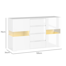 HOMCOM LED Light Sideboard - High Gloss White - thumbnail 3