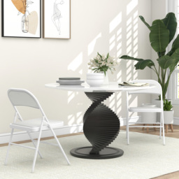 HOMCOM Padded Folding Chairs Set of 2 PU Leather Foldable Chairs with Cushioned Seat and Metal Frame for Home Office Dining, White - Aosom UK - thumbnail 2