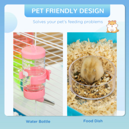 PawHut Hamster Cage w/ Water Bottle, Exercise Wheel, Tubes, Ramps - Light Blue - thumbnail 5