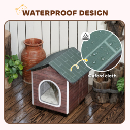 PawHut Insulated Outdoor Cat House, Waterproof Feral Cat Shelter with Elevated Base and Cushion, Red-brown - thumbnail 5