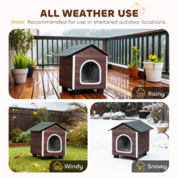 PawHut Insulated Outdoor Cat House, Waterproof Feral Cat Shelter with Elevated Base and Cushion, Red-brown - thumbnail 4