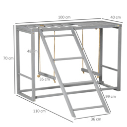 PawHut Wooden Chicken Coop Activity Centre with Swing Set for 3-4 Birds, Outdoor Hen House, Grey - Aosom UK - thumbnail 3