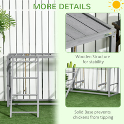PawHut Wooden Chicken Coop Activity Centre with Swing Set for 3-4 Birds, Outdoor Hen House, Grey - Aosom UK - thumbnail 6