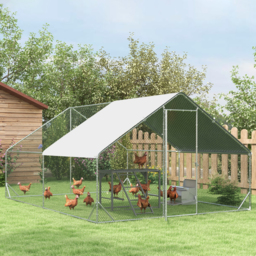 PawHut Wooden Chicken Coop Activity Centre with Swing Set for 3-4 Birds, Outdoor Hen House, Grey - Aosom UK - thumbnail 8