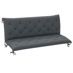 Outsunny 3 Seater Outdoor Chair Cushions, Garden Bench Cushion W/ Back and Ties for Indoor and Outdoor Use, 98 x 150 cm, Dark Grey - Aosom UK - thumbnail 1