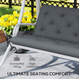 Outsunny 3 Seater Outdoor Chair Cushions, Garden Bench Cushion W/ Back and Ties for Indoor and Outdoor Use, 98 x 150 cm, Dark Grey - Aosom UK - thumbnail 5