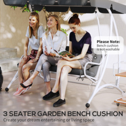 Outsunny 3 Seater Outdoor Chair Cushions, Garden Bench Cushion W/ Back and Ties for Indoor and Outdoor Use, 98 x 150 cm, Dark Grey - Aosom UK - thumbnail 7