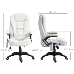 Vinsetto Boucle Six-Point Massage Office Chair - White - Aosom UK - thumbnail 3