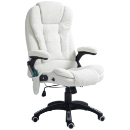Vinsetto Boucle Six-Point Massage Office Chair - White - Aosom UK