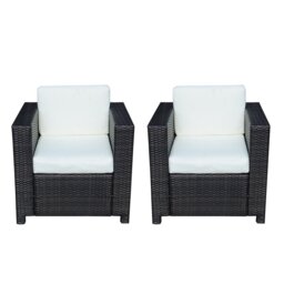 Outsunny 2 Pcs Rattan Single Armchairs-Black