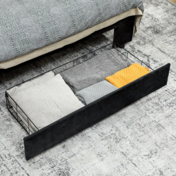 HOMCOM King Size Ottoman Bed Frame, with Front Drawer - Black - thumbnail 9