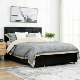 HOMCOM King Size Ottoman Bed Frame, with Front Drawer - Black - thumbnail 8