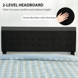 HOMCOM King Size Ottoman Bed Frame, with Front Drawer - Black - thumbnail 5