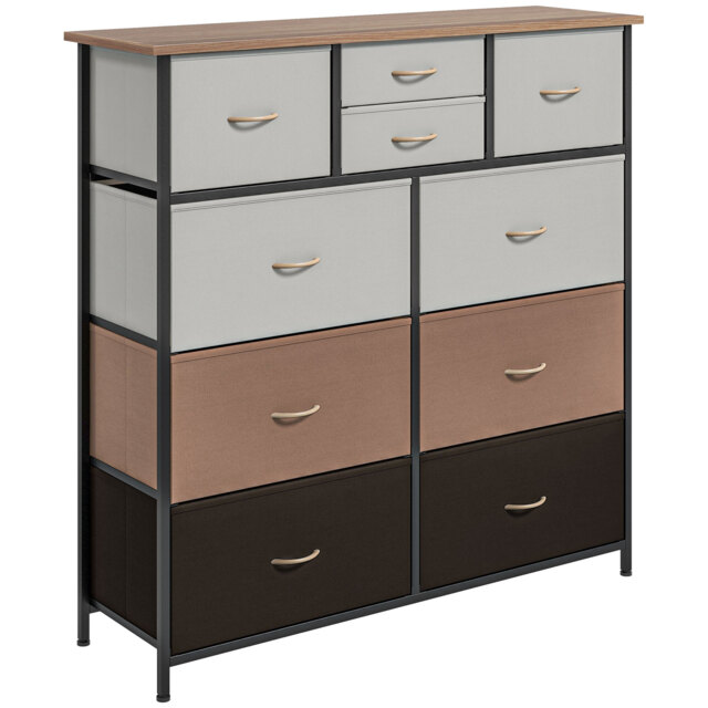HOMCOM Chest of Drawers for Bedroom, 10-Drawer Dresser with Foldable Fabric Drawers and Metal Frame, Colourful Storage Solution - Aosom UK - image 1