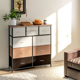 HOMCOM Chest of Drawers for Bedroom, 10-Drawer Dresser with Foldable Fabric Drawers and Metal Frame, Colourful Storage Solution - Aosom UK - thumbnail 7