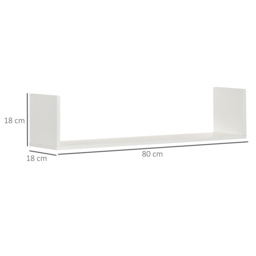 HOMCOM Set of 3 Wooden U-Shaped Floating Shelves Set Wall Mounted Hanging Bookshelf CD DVD Storage Display for Bedroom Living Room, White - Aosom UK - thumbnail 3