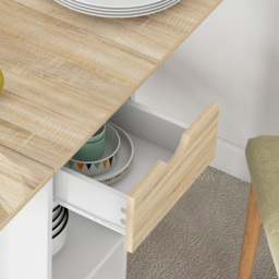 HOMCOM Folding Dining Table, Drop Leaf Table for Small Spaces, Foldable Table with Drawer and Storage Shelves for Kitchen, Dining Room, Oak - thumbnail 8
