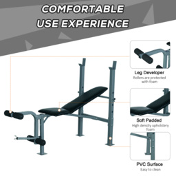 HOMCOM Heavy Duty Adjustable Multi Gym Chest Leg Arm Weight Bench w/4 Incline Postions - Black/Silver - thumbnail 6
