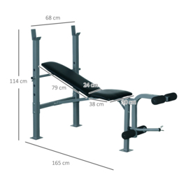 HOMCOM Heavy Duty Adjustable Multi Gym Chest Leg Arm Weight Bench w/4 Incline Postions - Black/Silver - thumbnail 3