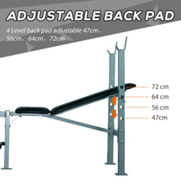 HOMCOM Heavy Duty Adjustable Multi Gym Chest Leg Arm Weight Bench w/4 Incline Postions - Black/Silver - thumbnail 5
