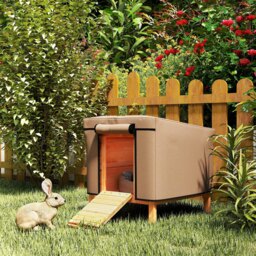 PawHut Waterproof Rabbit Hutch Cover for X-D2-0047 and Similar Model Rabbit Hutch, 43 x 52 x 37 cm, Brown - thumbnail 7