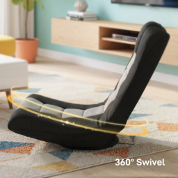 HOMCOM Floor Chair, Folding Floor Sofa with Adjustable Backrest, Wide Seat, Swivel Base, Black - thumbnail 7