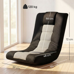 HOMCOM Floor Chair, Folding Floor Sofa with Adjustable Backrest, Wide Seat, Swivel Base, Black - thumbnail 3