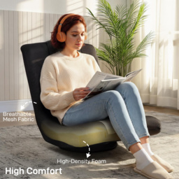 HOMCOM Floor Chair, Folding Floor Sofa with Adjustable Backrest, Wide Seat, Swivel Base, Black - thumbnail 6