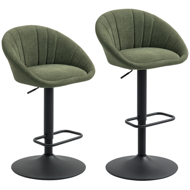 HOMCOM Set of Two Relaxed Tub Bar Stools - Dark Green - image 1