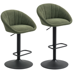 HOMCOM Set of Two Relaxed Tub Bar Stools - Dark Green - thumbnail 1