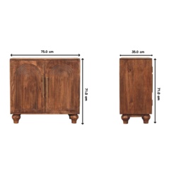 Solid Mango Wood Arco Groove Sideboard with Whimsical Animal Motif, 2-Door Sideboard Ideal for Living Room, 35L x 75W x 71H cm, Brown - Aosom UK - thumbnail 3