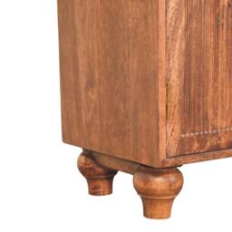 Solid Mango Wood Arco Groove Sideboard with Whimsical Animal Motif, 2-Door Sideboard Ideal for Living Room, 35L x 75W x 71H cm, Brown - Aosom UK - thumbnail 5