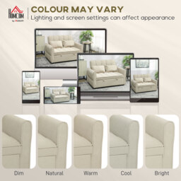 HOMCOM 2 Seater Sofa Bed, 3-in-1 Convertible Sleeper Sofa with Click-clack Adjustable Backrest and 2 Pillows, Light Brown - thumbnail 7