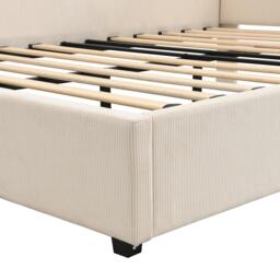 4ft6 Double Bed with Integrated Side Rails, Ideal Bed Frame for Children and Elderly Users, 194L x 146.5W x 82.5H cm, Beige - Aosom UK - thumbnail 9