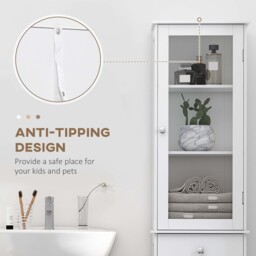 kleankin Bathroom Storage Cabinet with 3-tier Shelf Drawer Door, Floor Cabinet Free Standing Tall Slim Side Organizer Shelves, White - Aosom UK - thumbnail 7