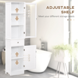 kleankin Bathroom Storage Cabinet with 3-tier Shelf Drawer Door, Floor Cabinet Free Standing Tall Slim Side Organizer Shelves, White - Aosom UK - thumbnail 6