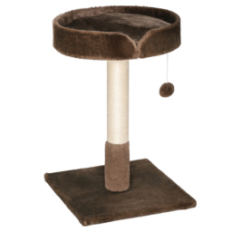 PawHut Compact Cat Tree, Sisal Scratching Post, Soft Bed, Play Toy, for Kittens, Brown, 45x45x70 cm - Aosom UK - thumbnail 1