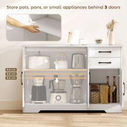 HOMCOM Sideboard with 2 Drawers Modern Storage Cabinet, Kitchen Cupboard with Adjustable Shelf and 3 Doors White - thumbnail 4