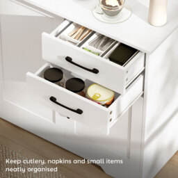 HOMCOM Sideboard with 2 Drawers Modern Storage Cabinet, Kitchen Cupboard with Adjustable Shelf and 3 Doors White - thumbnail 5
